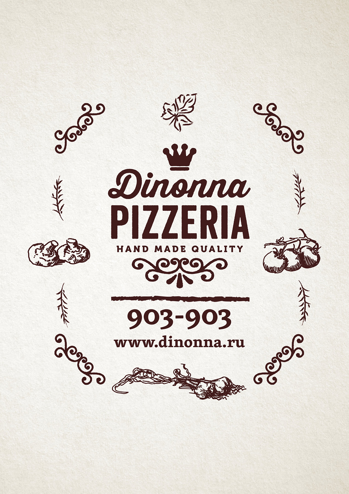 Логотип и фирменный стиль пиццерии Dinonna